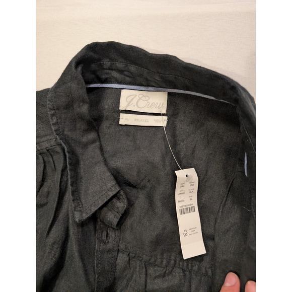 J.Crew Men XL Baird McNutt Irish Linen Shirt Relaxed Fit Black AY665 NWT Summer - Picture 5 of 12